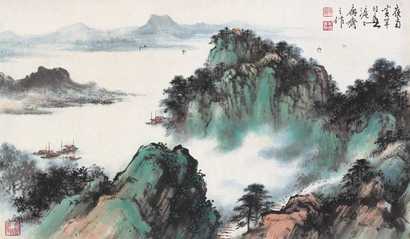 黄幻吾 青山息舟图 镜心